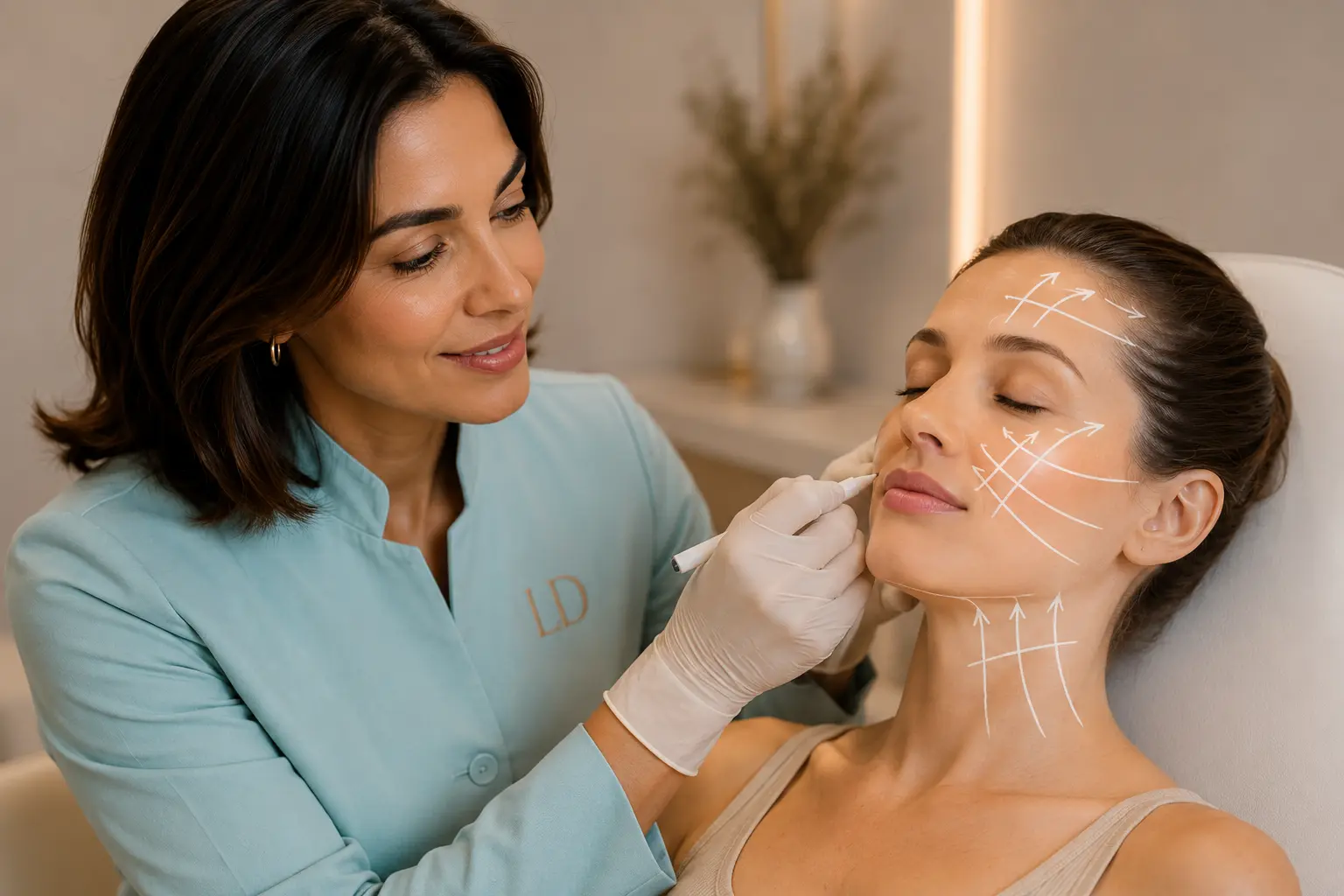 Marcação facial para planejamento de fios de sustentação